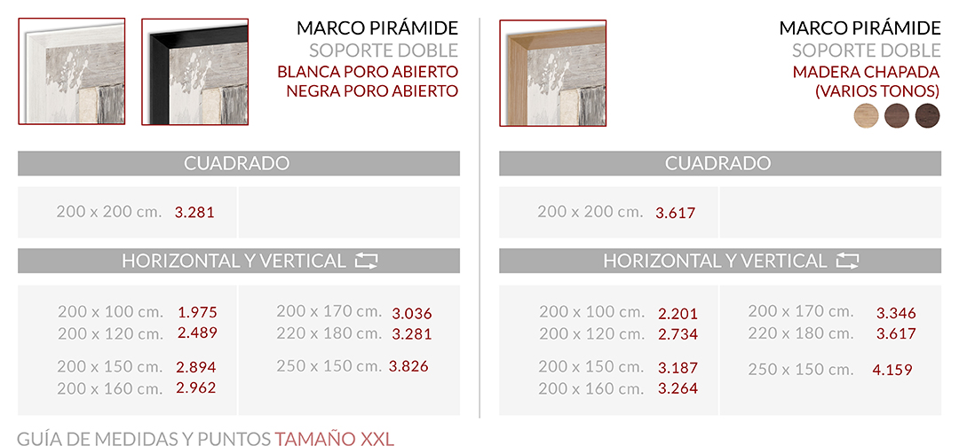 Medidas Marco Pirámide Soporte Doble XXL